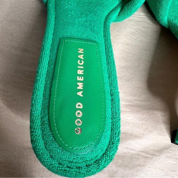 Good American Womens Size 11 Green Terry Kickstand Mules Open Toed Sandals NEW - Picture 9 of 14